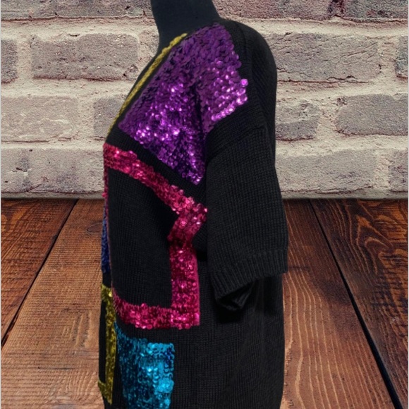 Women’s All Points 80s sequin sweater black large - Picture 5 of 6